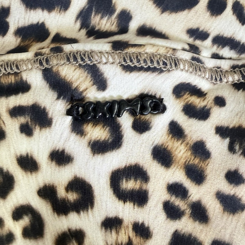 NWT SKIMS Signature Swim Zip Front Sleeveless 1 Piece Champagne Leopard Print M - Picture 6 of 11